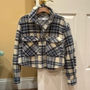 Zara cropped plaid wool jacket